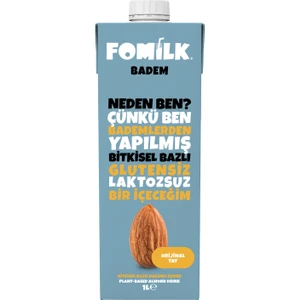 Badem Sütü 1 L Glutensiz Bitkisel Bazlı Laktozsuz Vegan Şekersiz