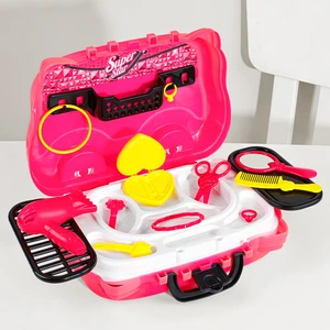 18 Parça Tekerlekli Oyuncak Kuaför Seti - Çantalı Makyaj Aksesuarlı Çocuk Meslek Oyunu