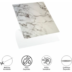 Decohandy 30X30 cm Pvc Duvar Karosu 4'lü Paket - Gri Beyaz Mermer