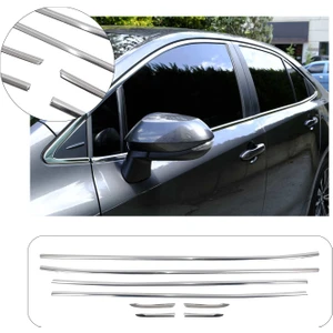 Toyota Corolla Uyumlu 2019 ve Üzeri Krom Cam Çıtası 8 Parça Paslanmaz Çelik