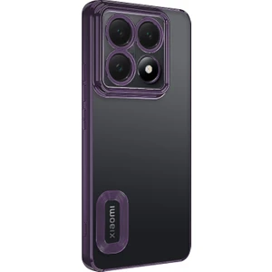 Xiaomi 14T Pro Kılıf Logo Gösteren Parlak Kenarlı Kamera Lens Korumalı Şeffaf Omega Silikon Kapak