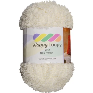Kürkçü Han Happy Loopy Yarn - 100g / 100m | %100 Polyester Buklet Örgü İpi - Beyaz