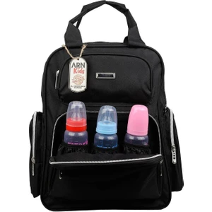 Arn Kids Roma Model Siyah Anne Bebek Bakım Sırt Çantası Termoslu Biberon Cepleri Puset Askı Aparatı