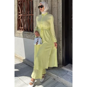 Kendinden Desenli Bel Bağlama Detaylı Tesettür Tunik Pantolon Ikili Takım P-00017823