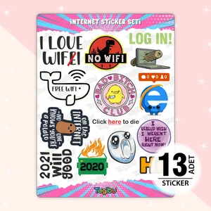 Wi-Fi Sticker Seti, İnternet Temalı Sticker, 13 Adet Çevrimiçi Etiket