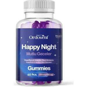 Happy Night Gummies | 60 Gummy Vitamin | Rahat ve Sakin Derin Gece Uykusu Için Uyku Gummy