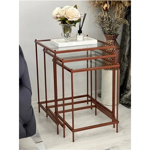 Brad 3'lü Metal Zigon Yan Sehpa Bakır Renk Modern Tasarım 45x45x60 cm