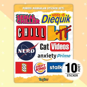 Parodi Sticker Seti, Chill Sticker Seti, 10 Adet Parodi Etiket Seti