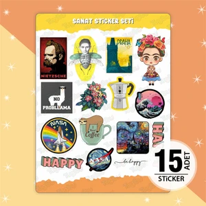 Sanat Sticker Seti, Sanat Temalı Sticker, 15 Adet Sanat-Art Etiket