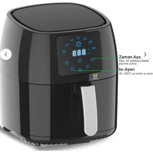 Wiami 4.5l Hava Fritözü - Siyah, Yağsız ve Lezzetli Kızartma