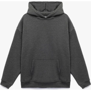 Şardonlu Uzun Kollu Kapüşonlu Oversize Sweatshirt