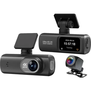 Hd Araç Kamerası Çift Yönlü Dash Cam - 4K UHD Ön ve 1080P Fhd Arka Kameralı, Wifi ve Telefon Uygulaması ile Kontrol, 64GB Sd Kart Desteği (Dahil Değildir), Park Modu, Döngüsel Kayıt V22