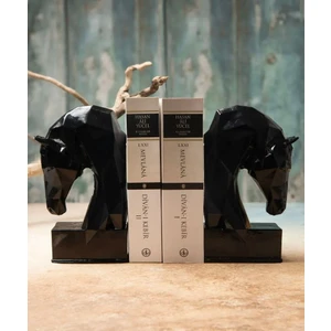 Dekoratif At Figürlü Kitap Tutucu , Biblo , Obje , Heykel , Hediyelik Eşya , Siyah Renk Bohem Tarz Biblo Obje
