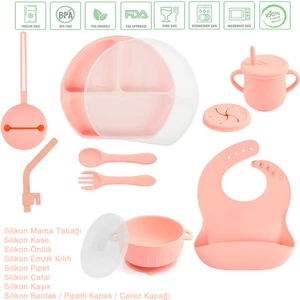 Silikon Beslenme Seti / Pembe
