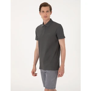 Pierre Cardin Erkek Gri Slim Fit %100 Pamuk Kıvrılmaz Amerikan Pike Polo Yaka Basic Tişört 50306154-VR024
