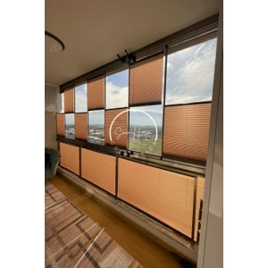 Serin Home Collection Katlanabilir Cam Balkon Plise Perde Kahverengi (Kancalı Veya Vidalı Sistem)