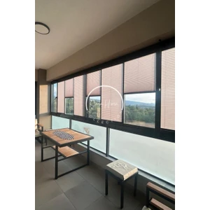 Serin Home Collection Katlanabilir Cam Balkon Plise Perde Koyu Gri (Kancalı Veya Vidalı Sistem)