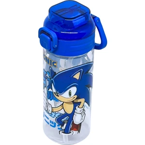 500ML Sonic The Hedgehog Yumuşak Silikon Pipetli Kulplu Kilitlenebilir Su Matarası