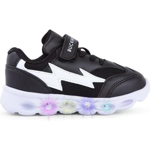 4431 Faster Işıklı Phlon Hafif Taban Cırtlı Çocuk Spor Ayakkabı Siyah