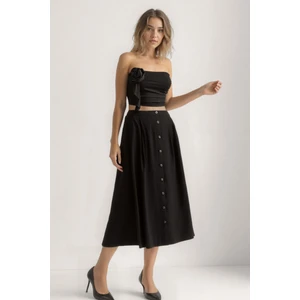 Önü Düğmeli Midi Boy Etek