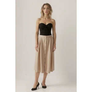 Önü Düğmeli Midi Boy Etek