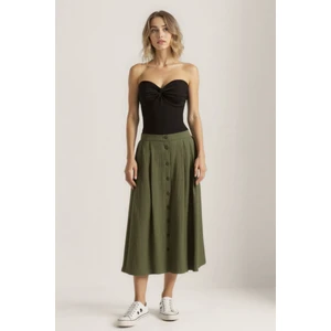 Önü Düğmeli Midi Boy Etek