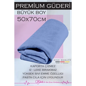 1 Adet 50X70 Ekstra Büyük, Premium Mavi Güderi Bez, Oto Kaporta Çizmez, Oto Kurulama Bezi