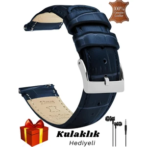 22MM Saat Uyumlu Crocodil Baskılı Hakiki Deri Saat Kordonu Kayışı Akıllı Pimli 46MM