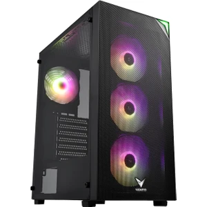 VENTO VG3400S 650W 80+ Bronze Mesh RGB 4X120mm Fanlı ATX Siyah Gamıng Kasa