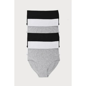 Kadın Siyah Beyaz Gri 6 Lı Paket Modal Yüksek Bel Slip Külot 1955