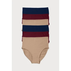Kadın Lacivert Bordo Ten Rengi 6 Lı Paket Modal Yüksek Bel Slip Külot 1955