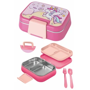 Happi Beslenme Kabı 1 Litre Paslanmaz Çelik 2 Bölmeli Sızdırmaz Yemek Saklama Kabı