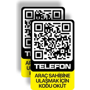 2'li Paket Karekodlu Araç Numaratörü - Araç İçi Park Telefon Numarası - Akıllı Araç Etiketi