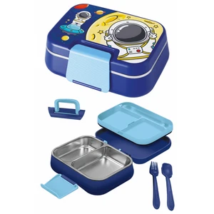 Happi Beslenme Kabı 1 Litre Paslanmaz Çelik 2 Bölmeli Sızdırmaz Yemek Saklama Kabı