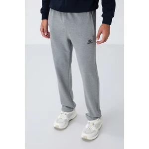 Tommy Life Gri Melanj Erkek Fermuar Cepli Dar Kesim Klasik Paça Eşofman Alt-84669