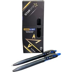Linc Starone Iğne Uç  Basmalı Tükenmez Kalem Mavi 25 'li ( 1 Paket )