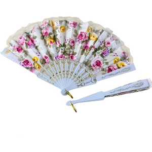 Çiçek Desenli Katlanır Kumaş Yelpaze