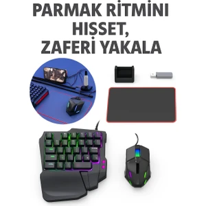 Ergonomik Tek El Rgb Gaming Klavye & Mouse Seti – Şarj Istasyonlu +  Mousepad Hedyeli