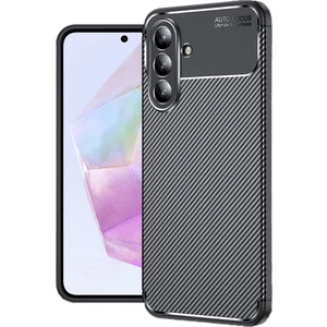 Galaxy A36 Kılıf Kamera Korumalı Karbon Desenli Lux Negro Silikon - Siyah + Nano Ekran Koruyucu