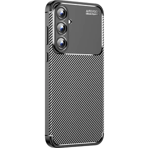 Galaxy A55 Kılıf Kamera Korumalı Karbon Desenli Lux Negro Silikon - Siyah + Nano Ekran Koruyucu