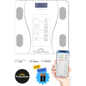 Prime Home Dijital Baskül Yağ Su Kas Vücut Kitle Endeksi Kilo Ölçer Tartı