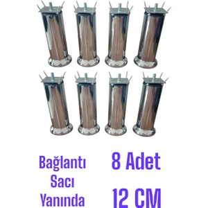 12 cm Mobilya Kanepe Koltuk Baza Yatak Çekyat Yükseltme Ayağı M8 Bağlantı Aparatlı Metal Ayaklar (8 Adet)