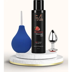 Jel Çilek 125 ml Anal Temizleme Pompası Metal Taşlı Plug