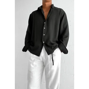 Abluka Online Oversize Basic Rahat Gömlek Siyah