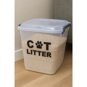 10 Lt Kapasite Kedi Kumu Saklama Kabı Kutusu Boş Kedi Kumu Saklama Kabı Ölçü: 26 x 24 x 27 Yeni Ürün