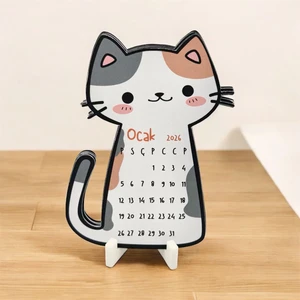 2026 Takvim - Kedi Masaüstü Takvim- Standlı Takvim