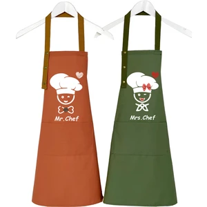 Mutfak Önlüğü Seti 2'li Siyah Kırmızı Leke Tutmaz Su Itici Kumaş Solmaz Baskı Chefs In Love Çeyiz Önlük