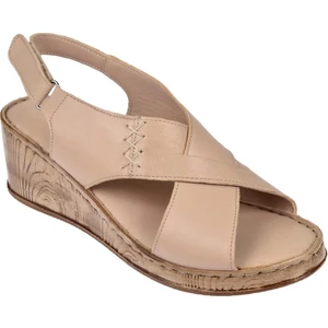 Hakiki Deri Comfort Kadın Sandalet Plm-12   Bej