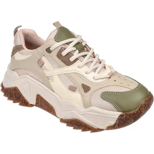 Sms Kadın Spor Ayakkabı Sneaker SMS-65137   Bej Yeşil