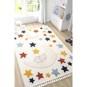 Yumuşak Renkli Bukleli Yıldızlı Dokuma Halı Bebek Odası Çocuk Odası Genç Odası Halısı 5